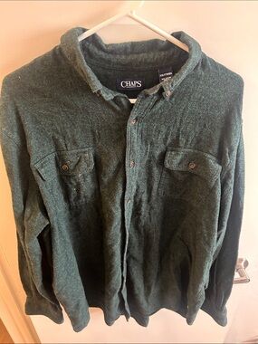 Chaps Forest Green Button-Front Shirt Jacket